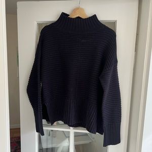 Topshop mockneck sweater in navy blue
